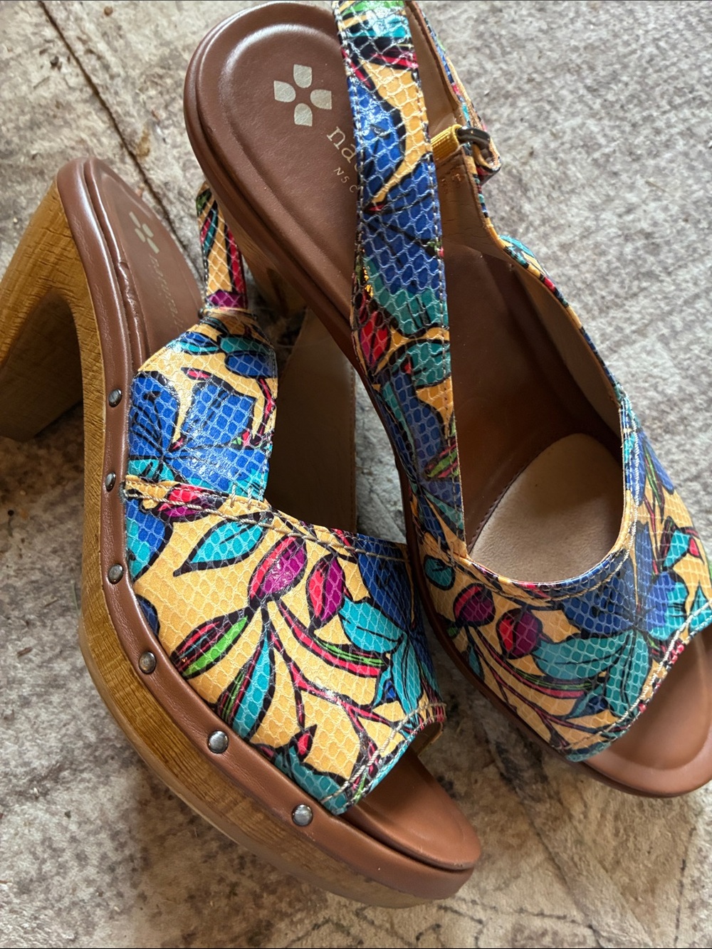 Naturalizer Honey N5 Contour Multicolor Floral Platform Sandals 9